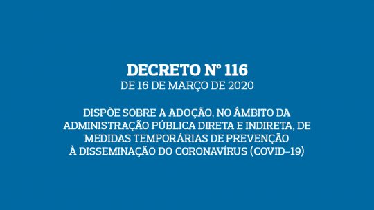 PREFEITURA PUBLICA NOVO DECRETO PARA EVITAR A TRANSMISSÃO DO CORONAVÍRUS NO MUNICÍPIO